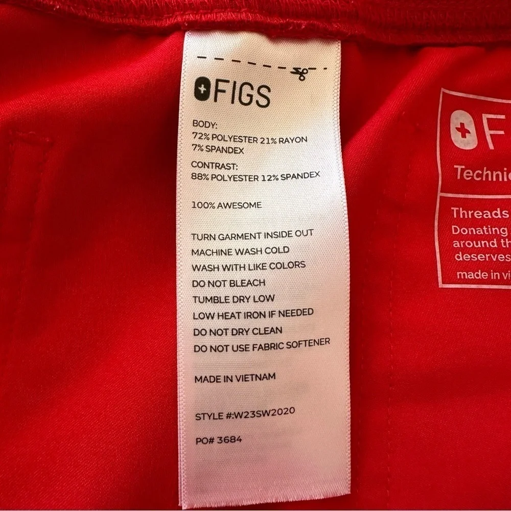 Figs Pisco Basic scarlet Red Straight Leg Scrub Pants Size L PO3684